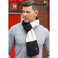 win or lose merino wool scarf black white bar