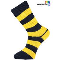 win or lose navy and gold stripe cotton socks