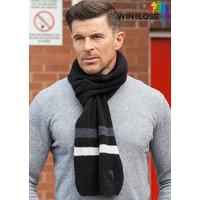 Win or Lose Merino Wool Scarf Black Grey White