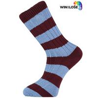 Win or Lose Claret and Blue Stripe Cotton Socks