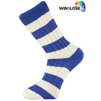 Win or Lose Blue and White Stripe Cotton Socks