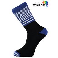 Win or Lose Blue White and Black Stripe Comfort Cotton Socks