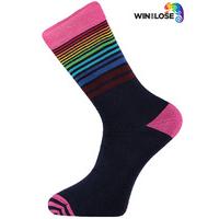 Win or Lose Rainbow Stripe Pink Heel and Toe Comfort Cotton Socks