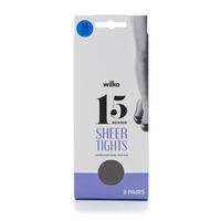 Wilko Tights Barely Black 15 Denier Regular 3pk