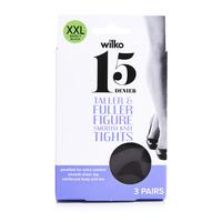 Wilko Taller Fuller Figure Smooth Knit Tights Barely Black XXL 3pk