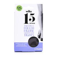 wilko taller fuller figure smooth knit tights barely black xxl 3pk