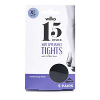 wilko matt appearance tights moisturising finish 15 denier black 5pk x ...