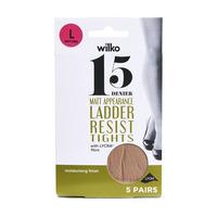 Wilko Tights Lycra Lad Res Nat 15D L 5pk