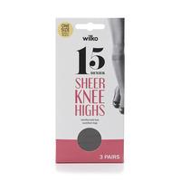 wilko knee highs barely black 15 denier one size 3pk