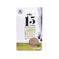 Wilko Tights Lycra Res Nat 15D XL 5pk