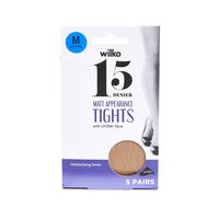 Wilko Tights Lycra Moisturising Natural 15Denier Medium 5pk