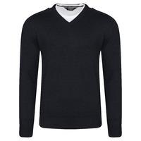 winslow v neck jumper with mock t shirt insert in true navy kensington ...