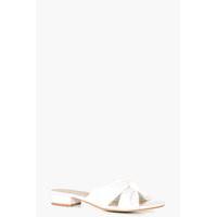 wide fit knot front sandal white