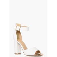 Wide Fit Block Heel Two Part - white