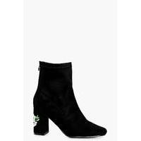 Wide Fit Embroidered Sock Boot - black