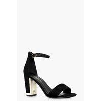 Wide Fit Gold Plate Block Two Part Heels - black