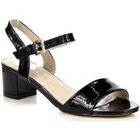 wishot czarne lakierowane womens sandals in black