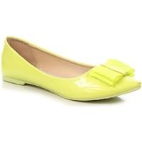 wishot te lakierowane neonowe womens shoes pumps ballerinas in yellow