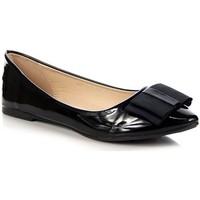 wishot czarne lakierowane womens shoes pumps ballerinas in black