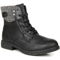 wishot czarne workery z filcem ocieplane womens low ankle boots in bla ...