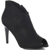 wishot czarne open toe womens low ankle boots in black