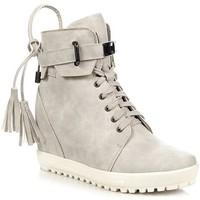 wishot szare sneakersy z kdk i frdzlami womens low ankle boots in grey