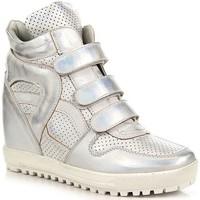 wishot srebrne sneakersy na rzepy womens low ankle boots in silver