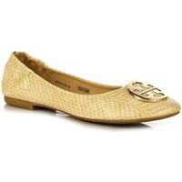 wishot beowe z motywem skry wa womens shoes pumps ballerinas in beige