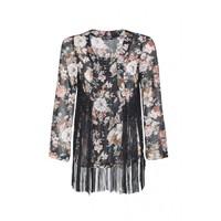 WINTER FLORAL TASSEL KIMONO