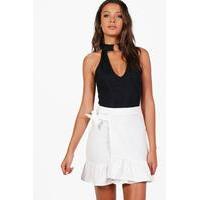 Willow Frill Hem Wrap Tie Skirt - ivory