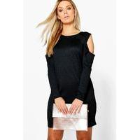 Willow Cold Shoulder Ruffle Dress - black