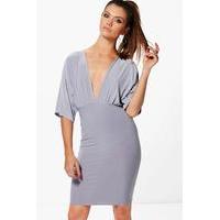 Wide Sleeve Bodycon Dress - silver