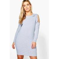 willow cold shoulder ruffle dress grey