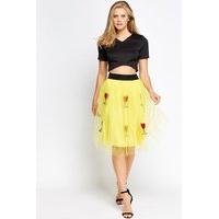 Wine Printed Puffy Elasticated Skirt