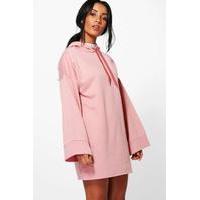 Wide Sleeve Relaxed Fit Sweat Dress - rose