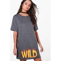 Wild T-Shirt Dress - charcoal