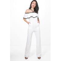 Wide Leg Frill Jumpsuit - ivory