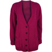 Wilma Cable Knit Boyfriend Cardigan - Cerise