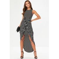 Witney Black Striped Ruched Maxi Dress
