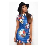 wisteria blue floral shift dress