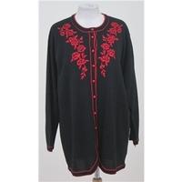 Windsmoor, size M black cardigan with red embroidery