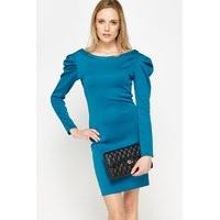 wide neck ruched sleeve dress