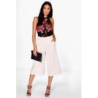 wide leg woven culottes stone