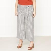 Wide Leg Cropped Trousers, 50% Linen