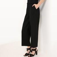 Wide Leg Plain Jacquard Trousers