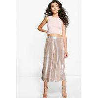 Wide Leg Metallic Culottes - silver