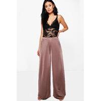 Wide Leg Slinky Trousers - bronze