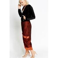 wide leg cropped contrast trousers