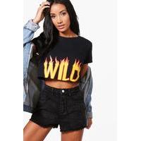 Wild Flame Crop Top - black