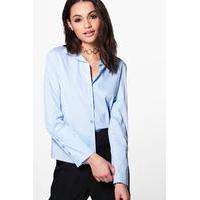 Wide Cuff Tailored Shirt - blue